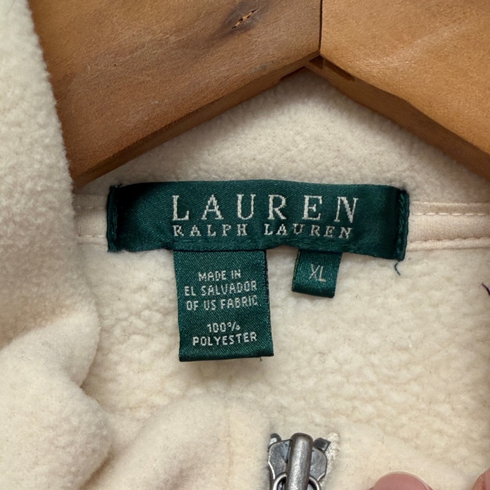Ralph Lauren Womens Cream Sherpa Fleece Winter Hooded Jacket OUTDOOR XL WARM - Picture 4 of 11